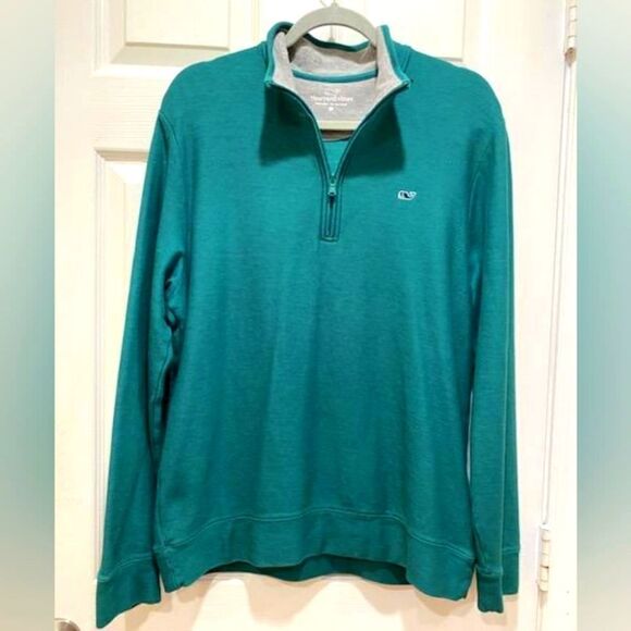 Vineyard Vines Long-Sleeve pullover Polo Men's sz MediumTeal color
